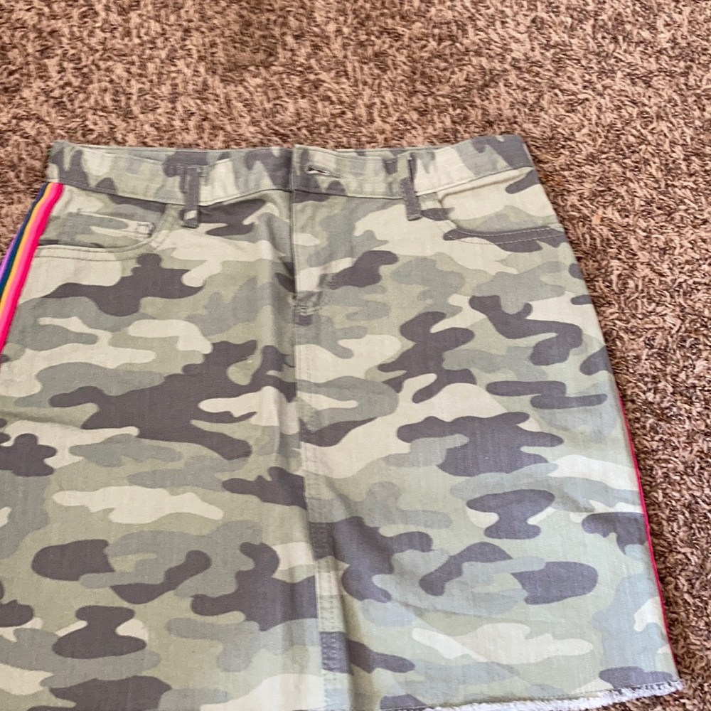 Camo rainbow stripe miniskirt
